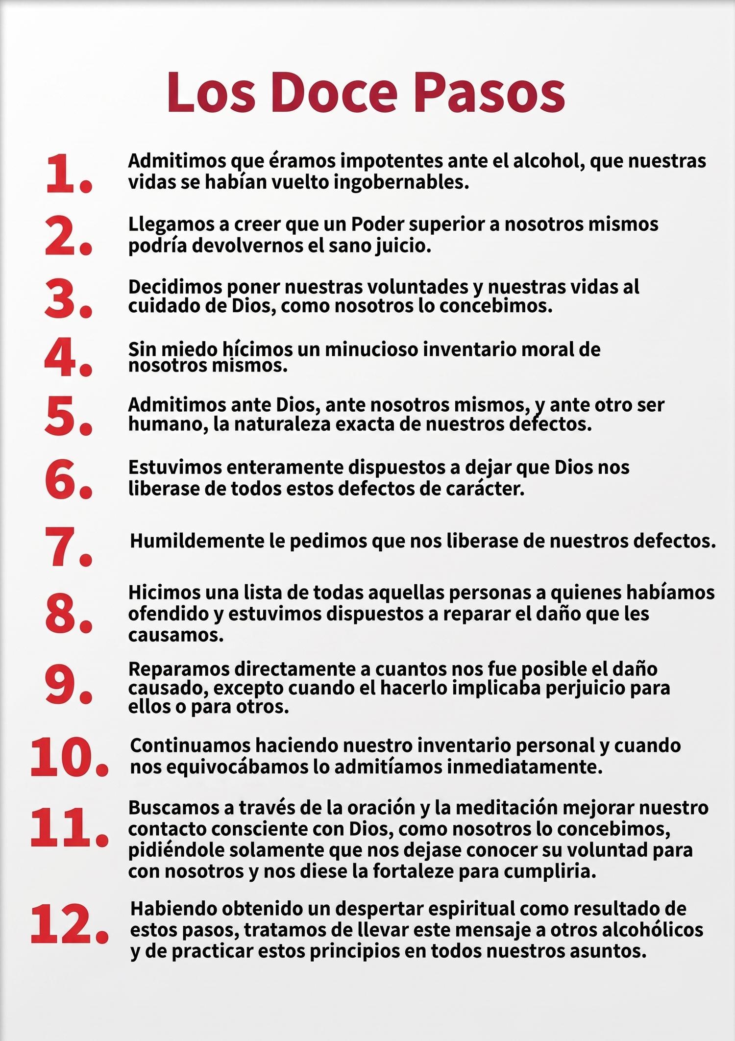 Los Doce Pasos de Alcohólicos Anónimos