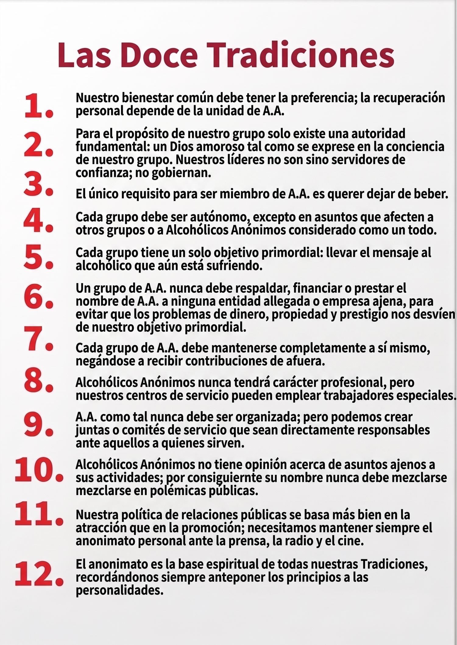 Las Doce Tradiciones de Alcohólicos Anónimos