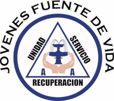 Emblema del grupo Jóvenes Fuente de Vida: unidad, servicio, recuperación